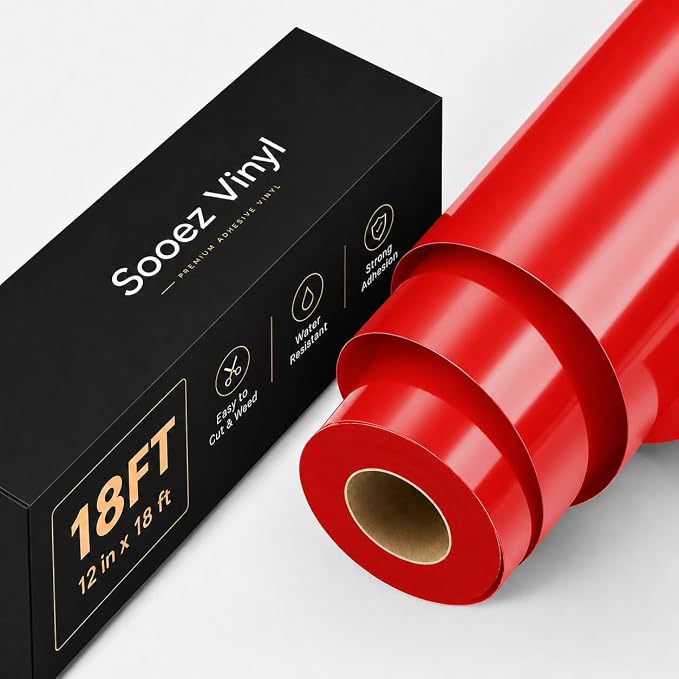 Sooez Permanent Vinyl -Red Adhesive Vinyl Roll by Sooez