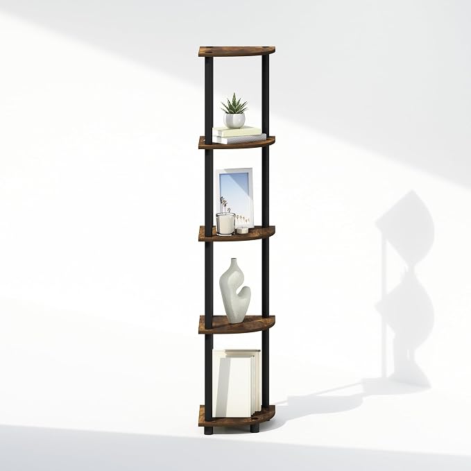 Furinno Turn-N-Tube Storage Shelves, 5-Tier Book Shelf, Corner Shelf, Toolless - Image 7