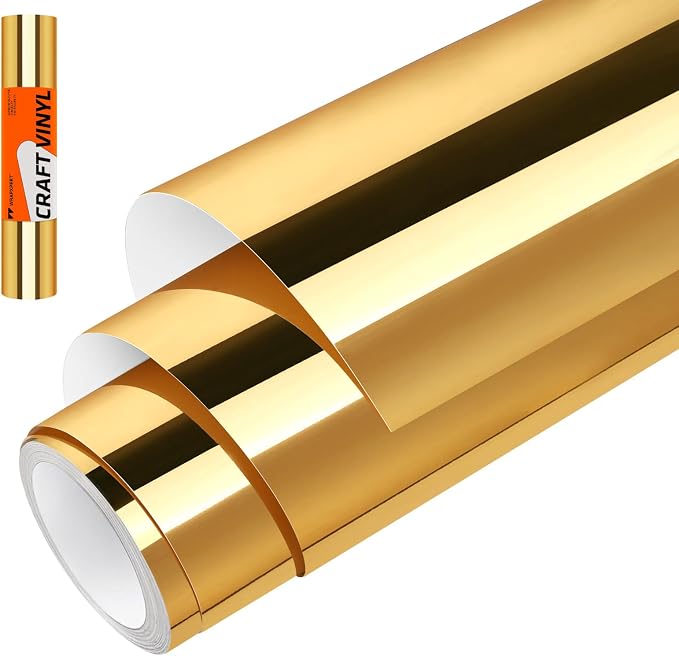 WRAPXPERT Gold Vinyl Chrome, Chrome Mirror Metallic Light Gold Adhesive Vinyl by WRAPXPERT