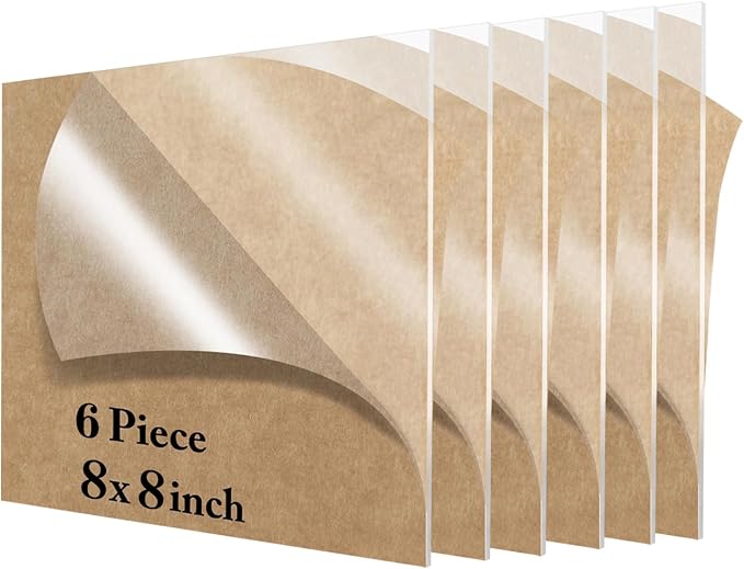 Lesnlok 8 x 8 Acrylic Sheet 1/8 Thick 3mm 6 Pieces Plexiglass Sheet, by Lesnlok