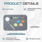 Nuanchu 8 x 12 Inch Handy Rectangle Neutral Grey Tempered Glass Palette - Image 5