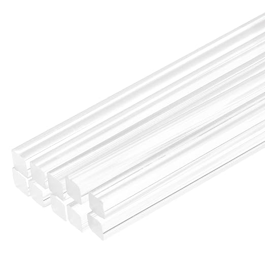 MECCANIXITY 10pcs Acrylic Square Rods 3/16" x 16" Clear Acrylic Dowel Rods by MECCANIXITY