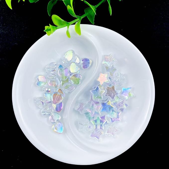 Jmassyang 600 PCS Acrylic Heart Star Shape Beads Clear AB Assortments Flat - Image 7