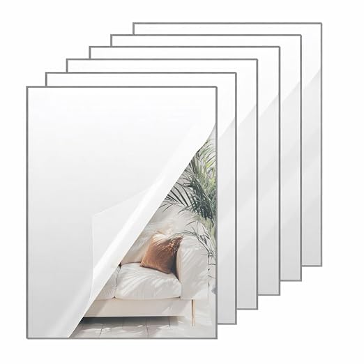Silver Mirror Acrylic Sheets – 6 Pack, 12x16Inches, 1/8 Inch Thick, Reflective by SAKRNIC