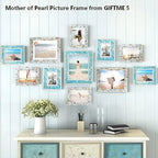 Beach Picture Frame 8x10 Blue, Mother of Pearl Picture Frame, Mosaic Glass Frame - Image 4