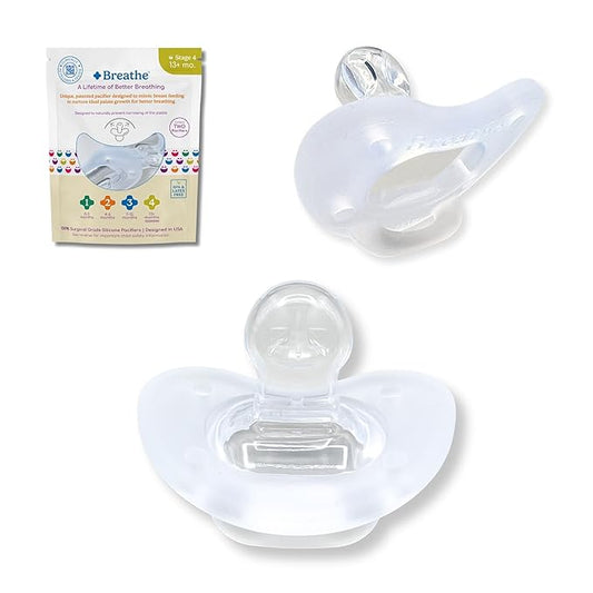 Breathe Baby Pacifier – Patented Design for Natural Oral & Facial Development - BPA-Free, Latex-Free, Pediatrician Developed - Dishwasher Safe 2 Pack (Stage 4: 13+ Months)