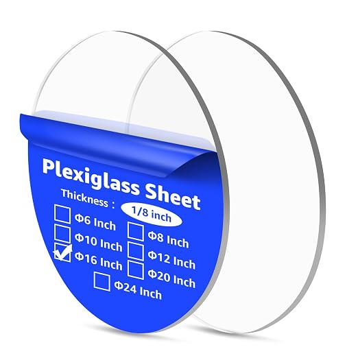 Art3d Round Clear Plexiglass Sheets, 16 Inch Diameter, 1/8" Thick | Transparent by Art3d
