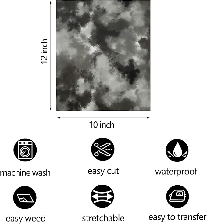 FUNKAKA Tie Dye HTV Heat Transfer Vinyl Bundle, 10 Sheets HTV Vinyl - Image 3