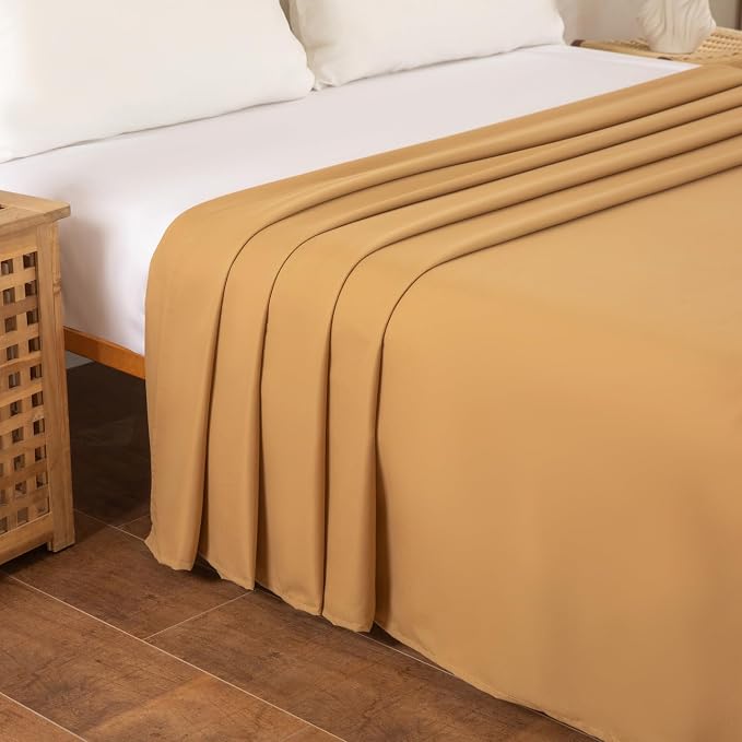 Full Flat Sheet Only， 80x96Inch Light Brown - Image 3
