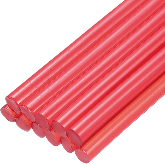 uxcell Mini Hot Glue Sticks for Glue Gun 7mm x 100mm Transparent Dark Red 12pcs by uxcell