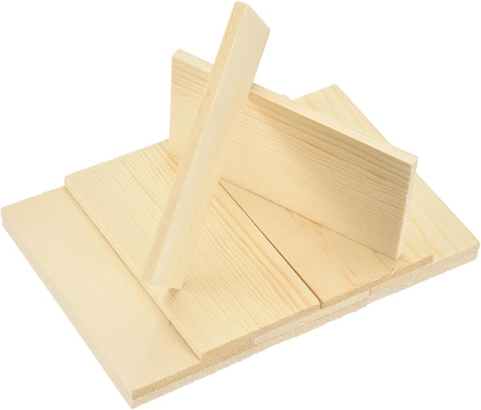 MECCANIXITY 10Pcs Wood Strips Slats, 3/16" x 2" x 4" Thin Wood Sticks Flat by MECCANIXITY