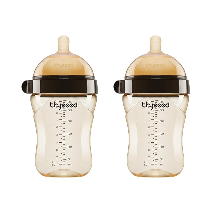 Thyseed PPSU Natural Breast-Like Bottle with Nipple(3-7 Months),10oz，2pack
