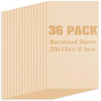 36 Pack Basswood Sheets, Plywood Board 1/8 Inch Unfinished Wood, 3mm Plywood by Unknown