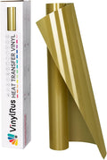 VinylRus Heat Transfer Vinyl-12” x 8ft Gold Iron on Vinyl Roll by VinylRus
