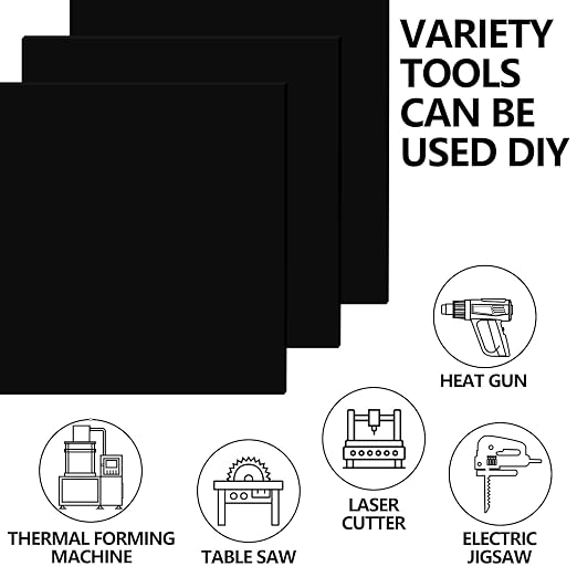 3 Pcs Black 12 x 12 x 1/8 Inch Acrylic Sheets | Laser Cutting Plastic - Image 6