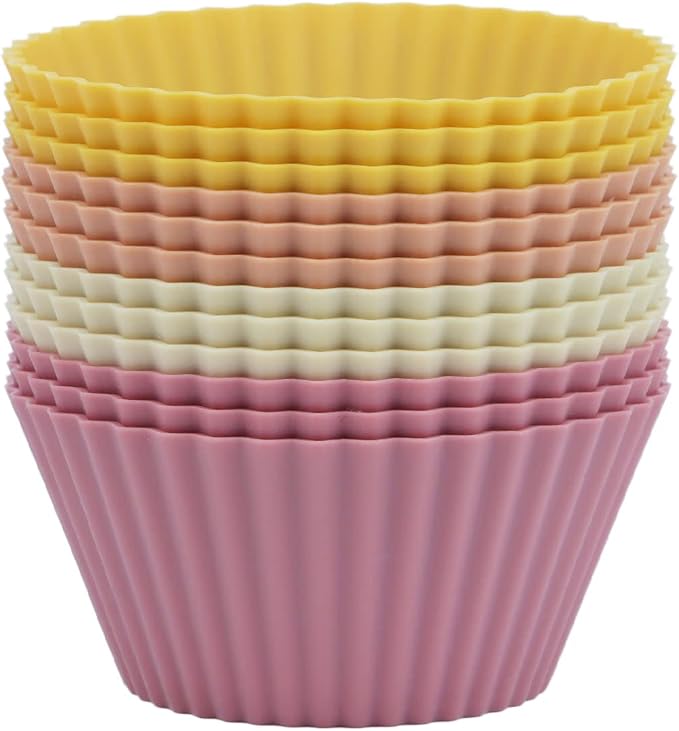 Silicone Baking Muffin Cups 12 Pack, Reusable Cupcake Liners Cake Molds by SAWNZC