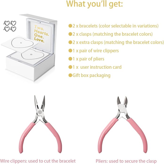 Permanent Couples Bracelet Kit – Locking Heart Clasp DIY Bracelet Set - Image 6