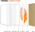 12x16 Picture Frame with Wavy Mat, Wooden Real Glass 12 x 16 Photo Frame - Image 6