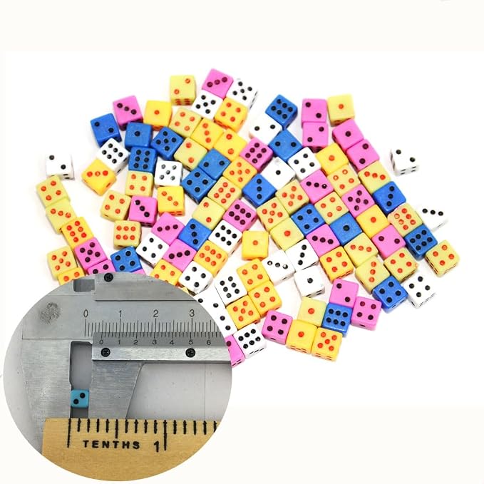 SmartDealsPro 100 Assorted 1/5" 5mm D6 Mini Dice Game Dot Square Dice Set - Image 3