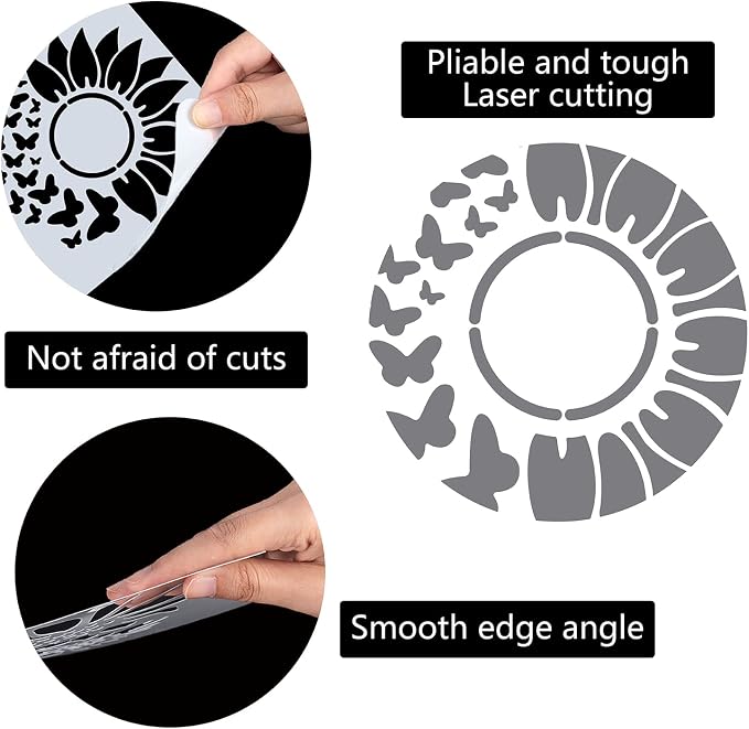 GORGECRAFT 12"X12"Sunflower Butterfly Stencil Flower Templates Sun Petals - Image 3
