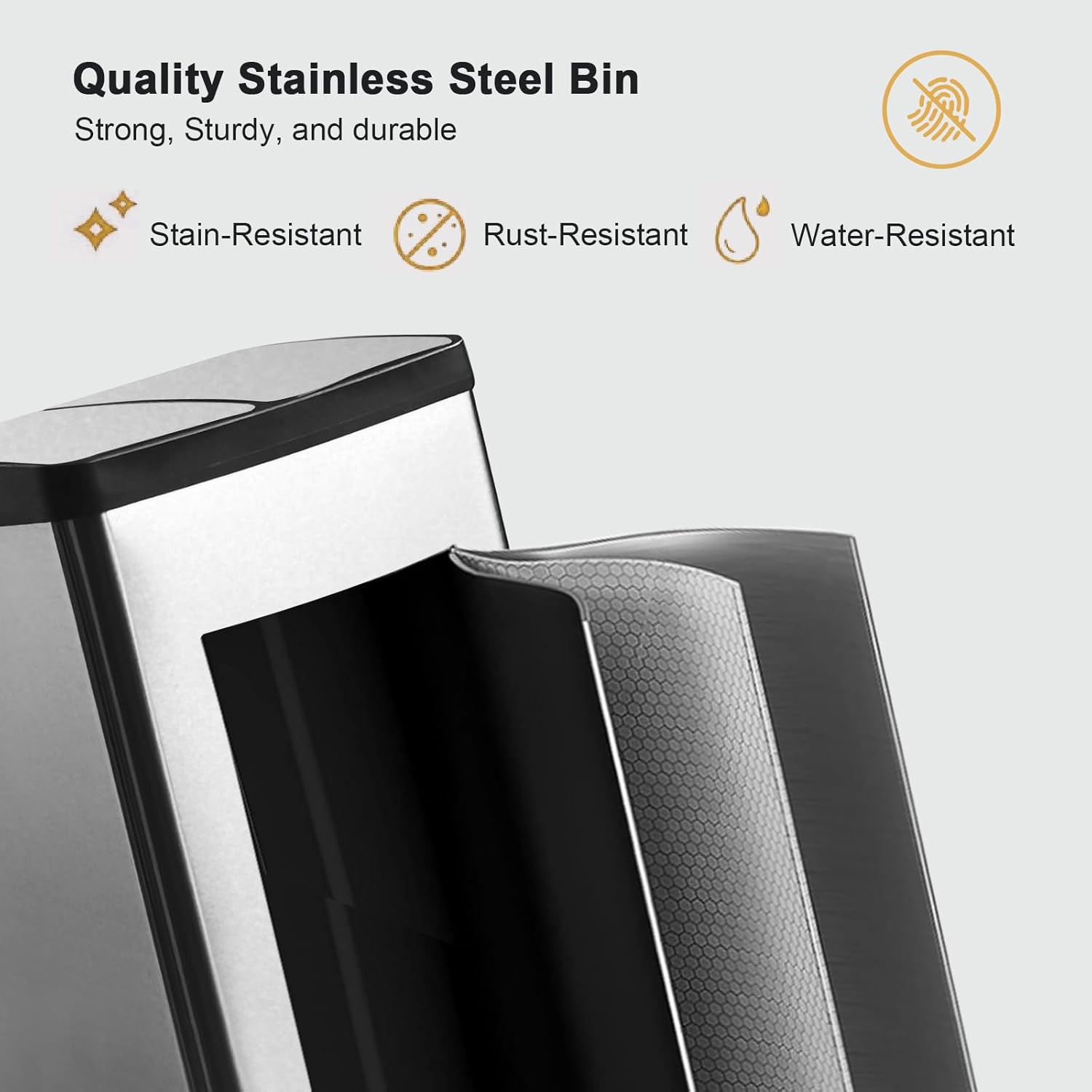 Dual Trash Can, 60 Liter/16 Gallon Dual Bin Trash Can with Lids, Trash and Recycling Bin Combo, Hands-Free Stainless Steel Kitchen Garbage Can, Silver Recycling Waste Bin for Home, Office