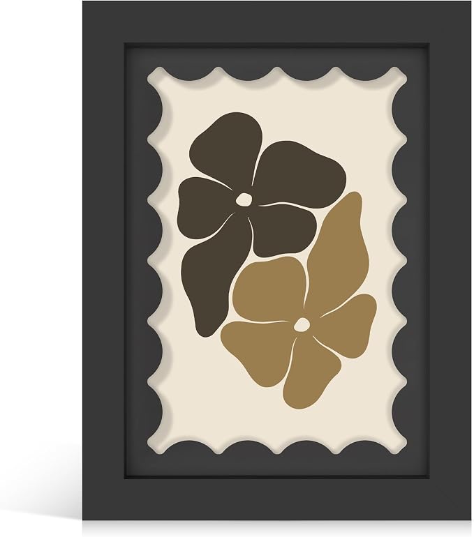 5x7 Picture Frame with Real Glass, Wooden cute 5 x 7 Photo Frame with Wavy Mat by THKRLOF