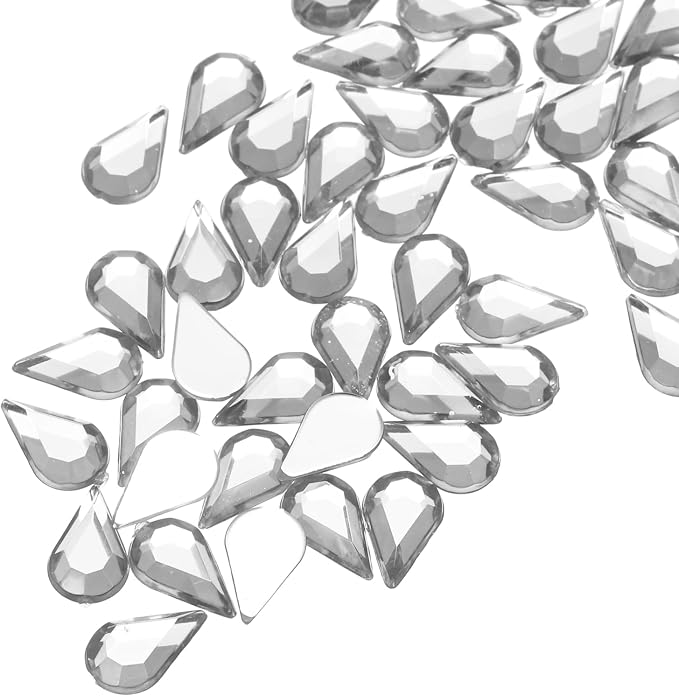 MECCANIXITY 50PCS Flat Back Acrylic Teardrop Gems 6x10mm Artificial Rhinestones - Image 4