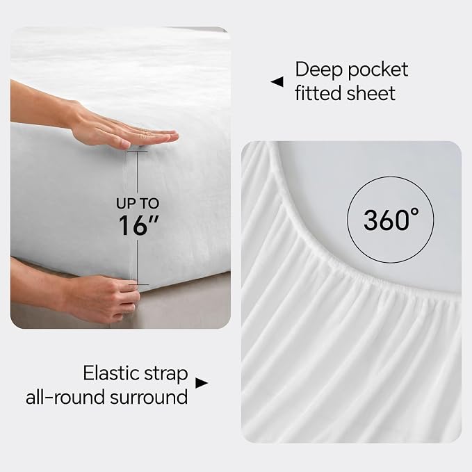BEDELITE Flannel Sheets King Size Bright White - Image 4