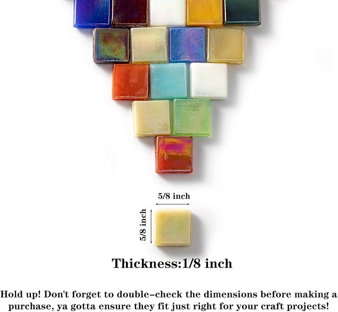 Lanyani 1.2Pounds/300 Pieces Iridescent Glass Mosaic Tiles Bulk - Image 8
