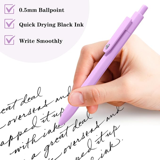 Piochoo 8 Pack Pens, 0.5mm Black Ink Gel Pens, Quick Dry Smooth Writing Morandi - Image 3