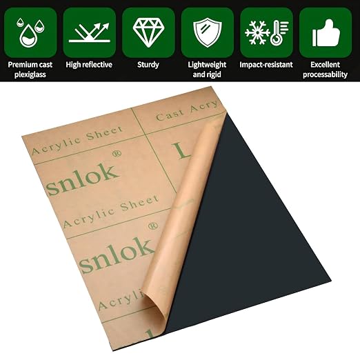 Lesnlok Black Transparent Acrylic Sheet 1/8 inch Thick 3mm 2 Pieces 12 x 16 - Image 5