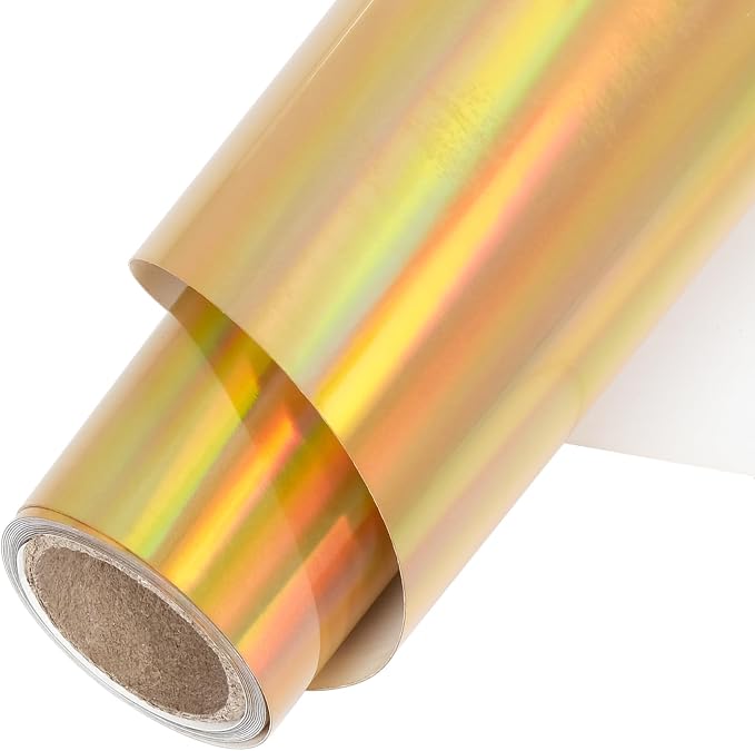 TORC Metallic HTV Heat Transfer Vinyl Roll 12" X 5FT Gold Holographic Iron on by TORC