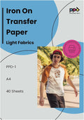 PPD 40 Sheets 8.5x11" Iron-on Heat Transfer Vinyl Paper Light Fabrics | Premium by PhotoPaperDirect