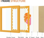 8x8 Picture Frame with Wavy Mat, Wooden Real Glass 8 x 8 Photo Frame - Image 4