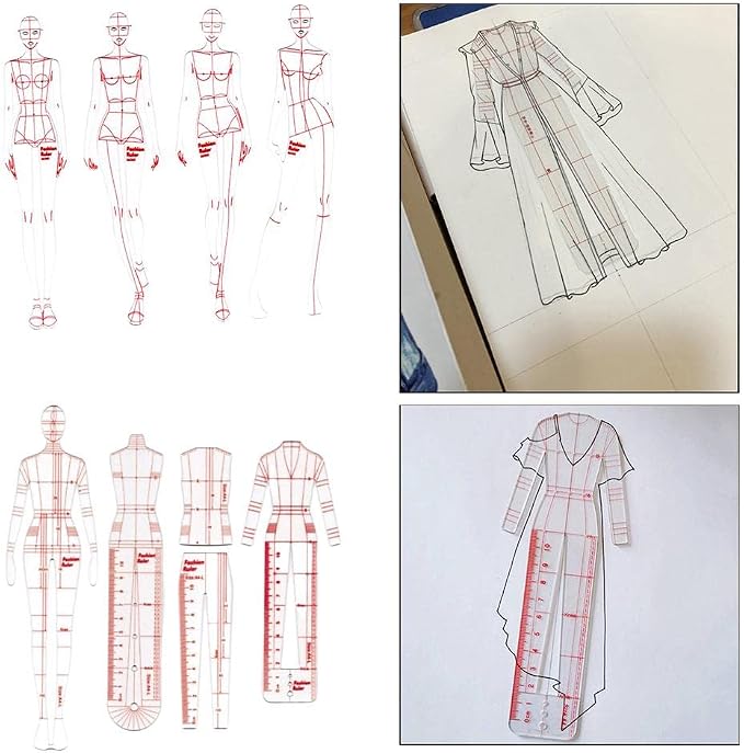 DYNWAVE 8 Pcs French Curve Template Ruler Set, Sewing Humanoid Patterns Design - Image 4