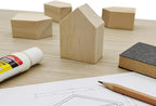 8Pcs 4 Sizes Birch Wood House Blocks, Dual Arrow Cutout Trays, Unfinished - Image 3