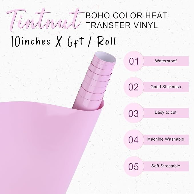 Tintnut Lavender Color Heat Transfer Vinyl, 10inx6ft Iron on Vinyl | Neutral - Image 2