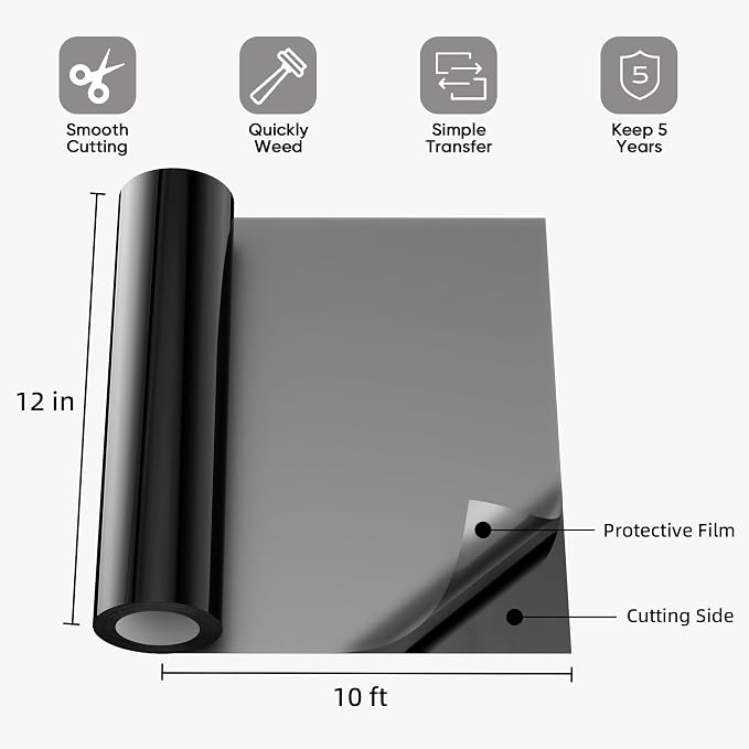 Black Permanent Vinyl for Cricut Cutting Machine, Waterproof, Durable Black - Image 4