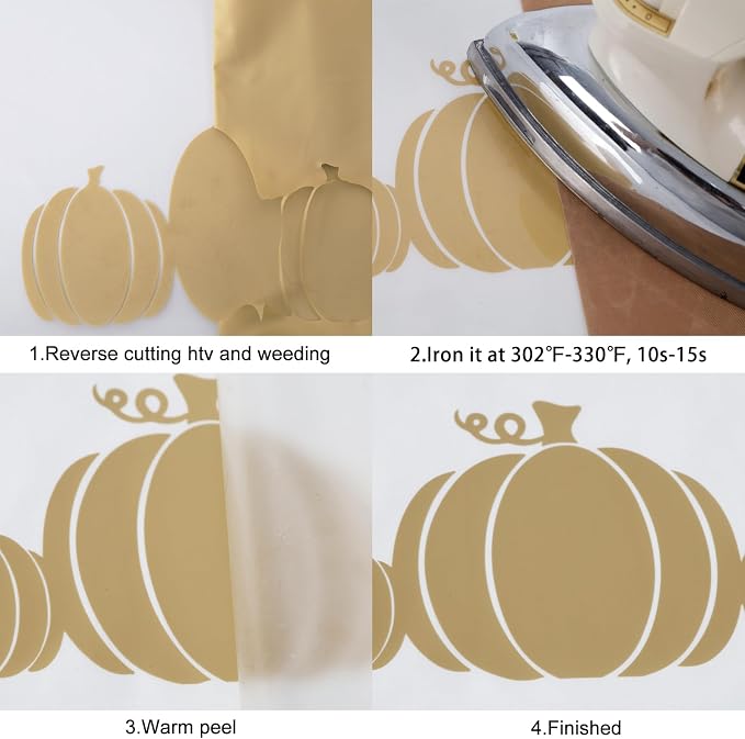 FUNKAKA Soil Golden HTV Heat Transfer Vinyl Sheets, 10 Sheets Sticky HTV Vinyl - Image 4