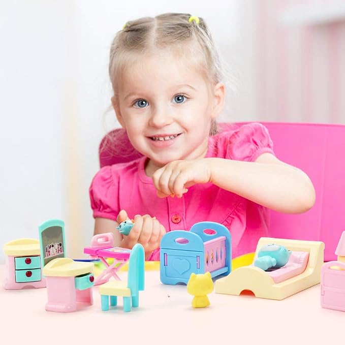 BananMelonBM 50 Pack Kids Little Dollhouse Furniture Toys House Big Dreams - Image 5
