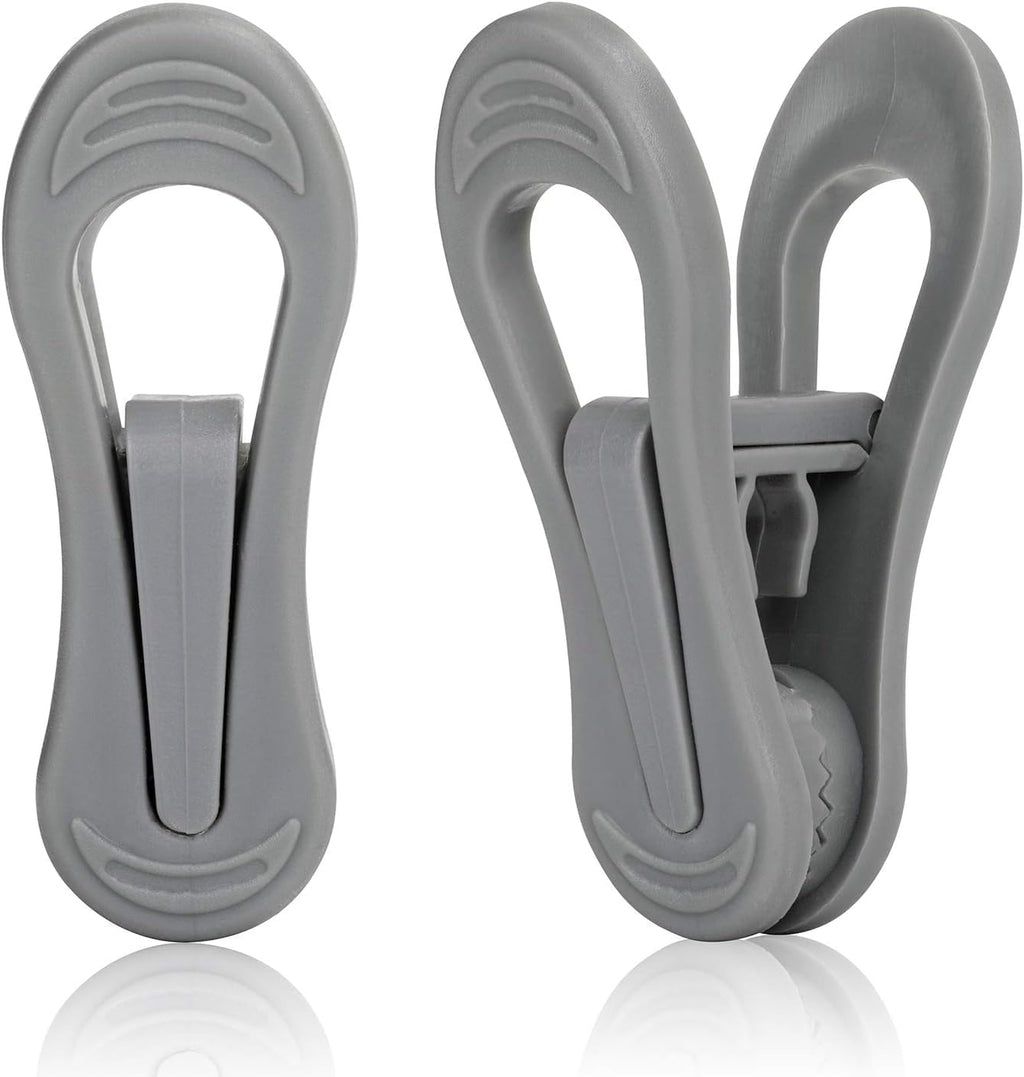 Tinfol 50pc Grey Plastic Hanger Clips, Strong Pinch Grip Finger Clips for Plastic Clothes Hangers, Multi-Purpose Hanger Clips