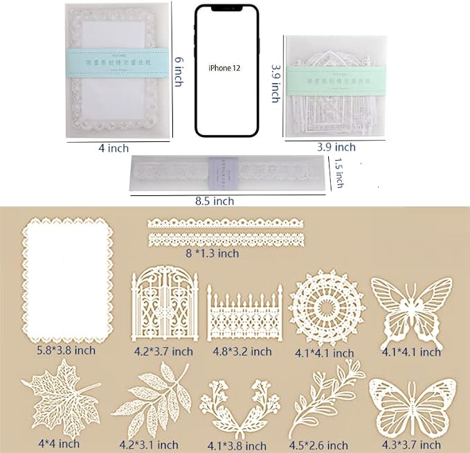 Vintage Scrapbook Paper Lace for Scrapbooking Supplies Kit, Diuhofart 40 Pcs - Image 6