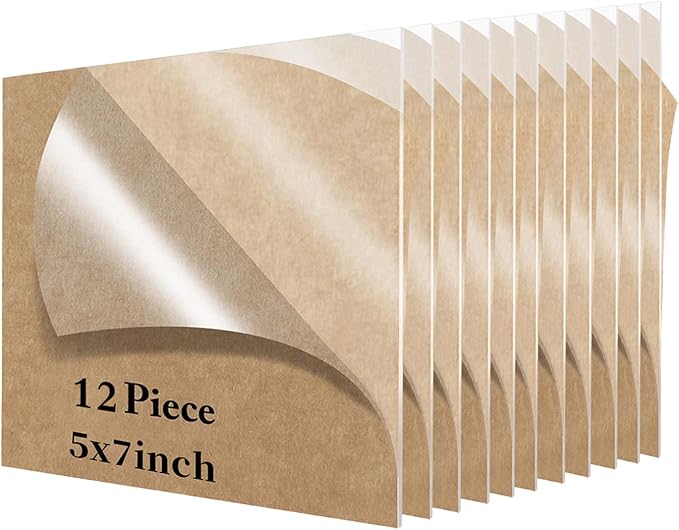 12 Pieces 5 x 7 Inch Clear Acrylic Sheets Blank Acrylic Signs, 1/8”Thick Thick by Lesnlok