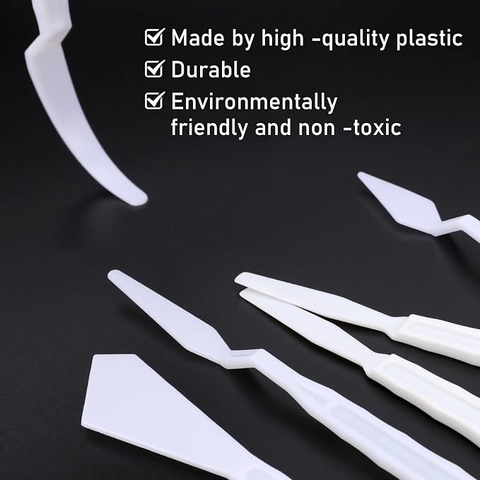 6Pcs Plastic Spatula Palette Knives, Palette Knife Set Thin and Flexible Art - Image 3