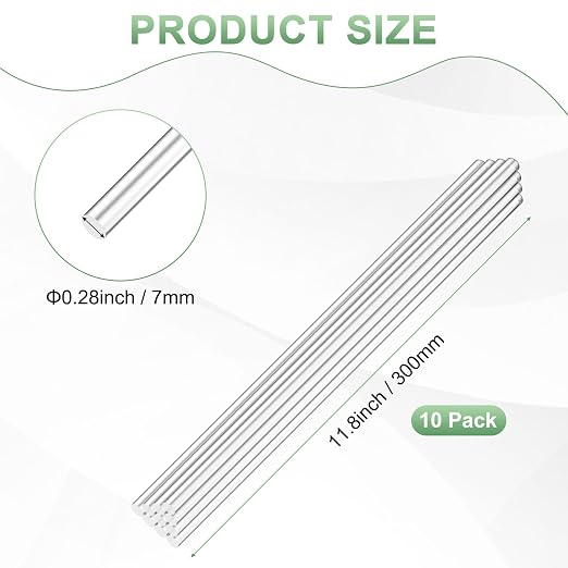 M METERXITY 10-Pack Acrylic Round Rods, 11.81 x 0.28 Inch/ 300 x 7 mm Clear - Image 3
