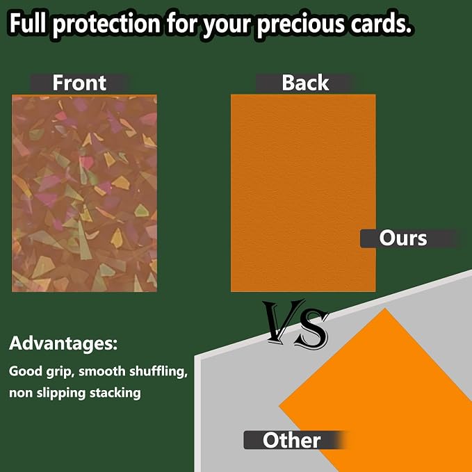 100 Count Orange Card Sleeves for Trading Cards, Perfect Fit Shiny MTG Card - Image 3