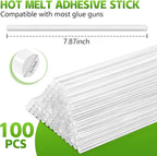 KISEER 100 Pack Clear 0.27 x 8 Inch Full Size Hot Glue Sticks Universal Fit - Image 2