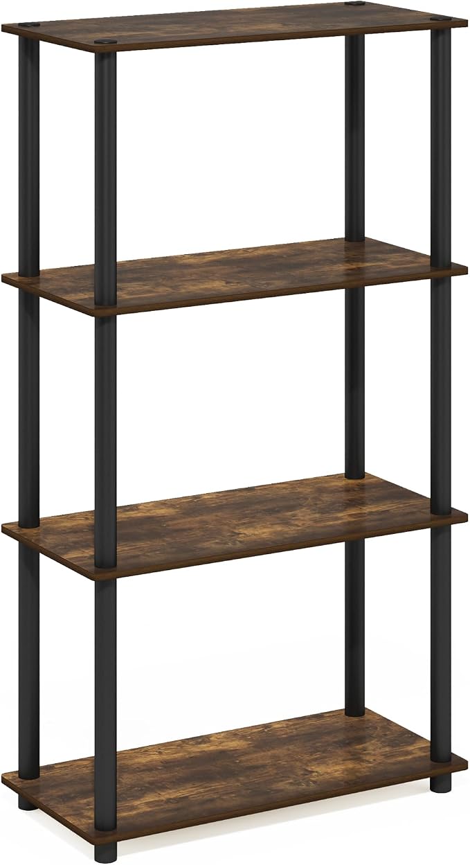 Furinno Turn-N-Tube Storage Shelves, 4-Tier Toolless Book Shelf, Corner Shelf - Image 8