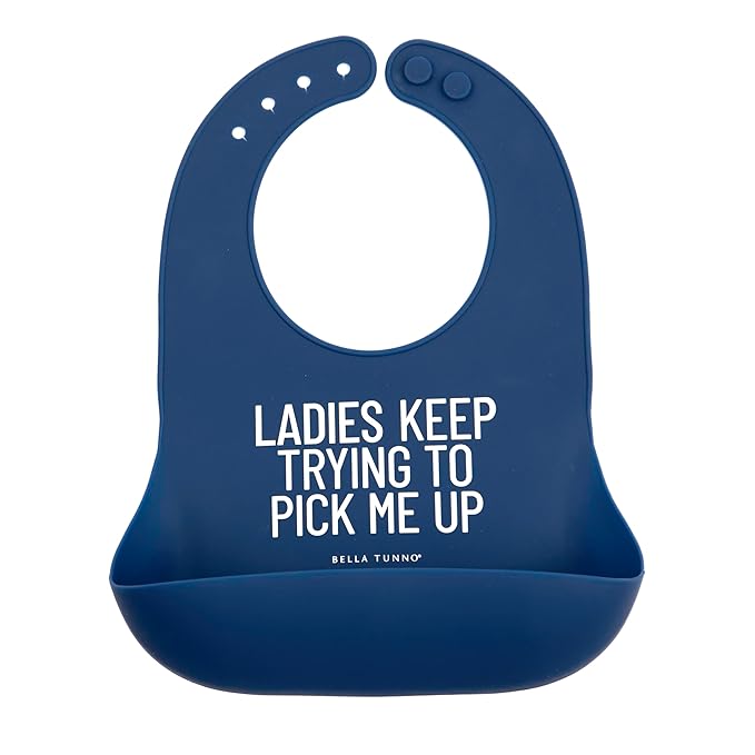 Bella Tunno Baby Bib for Eating, Waterproof Silicone Bib with Large Food Catcher, Adjustable Fit for Babies 4-12 months & Toddlers 1-3 Years, Boys & Girls, Pick Me Up