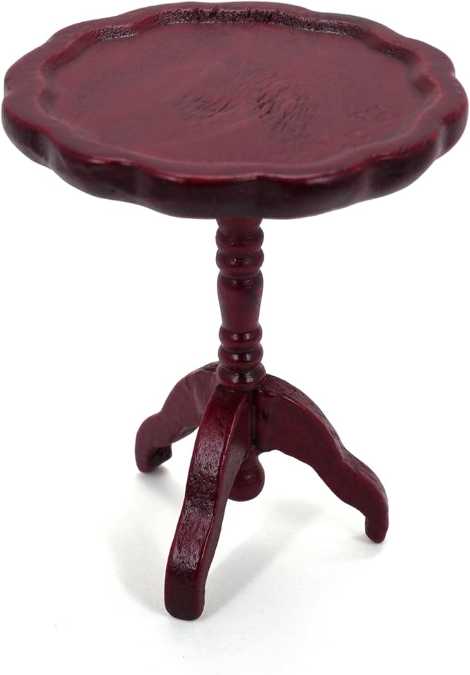 1:12 Scale Miniature End Table Wooden Round Side Table Dollhouse Furniture by ArtistryinEveryFlame